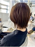 【添田】パツっとくびれボブルフ　ネビージュカラー　小顔カット