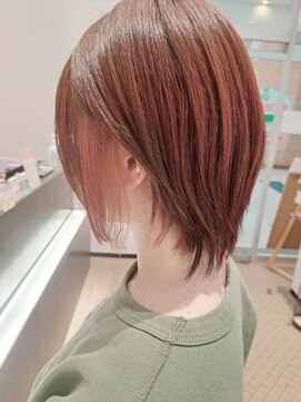ミック ヘアアンドメイクアップ 高田店(miq Hair&Make up) ウルフカット/イヤリングカラー/ピンクブラウン/インナーピンク