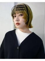 レコ 渋谷(LECO)&nbsp;ルーツカラーイエローデザインハイトーン姫カットボブウルフ