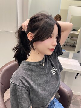 顔まわりカット韓国地毛風グレージュ