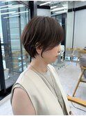 ショート/オリーブカラー/髪質改善/白髪ぼかし/小顔