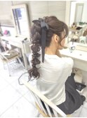 編みおろしポニーテール