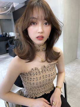 ノク(nok) ワンホンミディアム_イメチェンピンクベージュ前髪