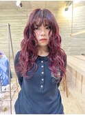 暖色カラー色素薄めカラーボルドーワインレッドカシスピンク