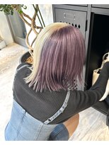 ヲタク(wotaku.) セクションカラーデザインカラーボブハイトーンカラー外はねボブ