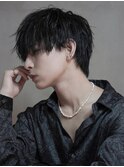 ブルーグレージュアッシュブラック短髪マッシュ_ba522251