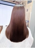 ミディアムベージュ大人ガーリー韓国ヘアーロブショコラアッシュ