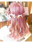編み込み羊ヘアアレンジ