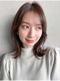 サイドバングこなれヘア艶感薄めバング斜めバングうるツヤ