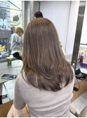 表参道ヘーゼルベージュ顔まわりミディアムレイヤーワンブリーチ