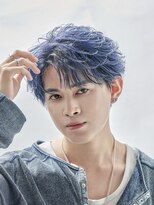 オーシャントーキョー 原宿(OCEAN TOKYO)&nbsp;メンズセンターパートフェザーパーマブルーカラーコンマヘア韓国
