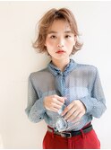 ゆるふわ巻き×耳だしショートボブ/春パーマ/こなれヘア