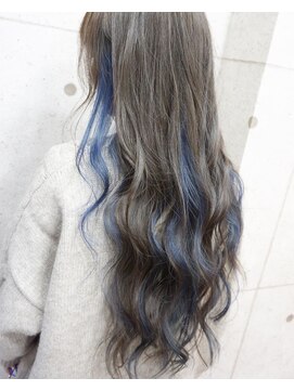 ヘアテリア リュウ 大塚(hair teria ryu) 【Bf→Af】ブリーチ1回ベース/ロングインナーブルー