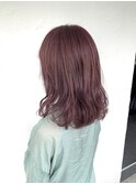 ピンクアッシュ　ミディアムヘア