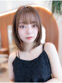 20代30代大人可愛い斜めバング/レイヤーカットグレージュカラー