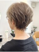 脱白髪染め　オリーブベージュ　ハイライト　白髪ぼかし　50代