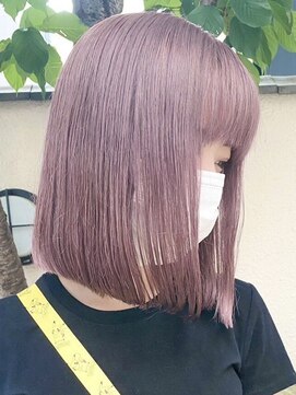 ムク 横浜店(muku) ダブルカラーピンクベージュベージュカラーケアブリーチミニボブ