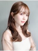 薄めバング20代30代40代◎前髪ホワイトグレージュワンカール