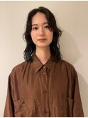 ウェーブパーマ × ミディアムレイヤー