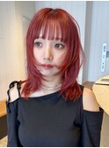 チェリーブラウン韓国ヘア顔周りレイヤーロング_ba556591