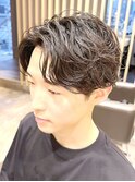 Haleブルーブラックフェザーパーマサーフカールニュアンスパーマ