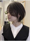 ショートボブ/分け目なしショート/前髪なし丸みショート