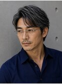 メガネに似合うイケオジナチュラルアップバングヘア