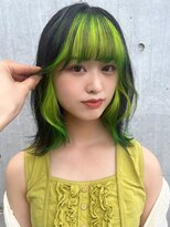 ガルボヘアー 名古屋栄店(garbo hair)&nbsp;インナーカラーライムグリーン　グリーンイエロー　にしむら担当