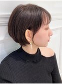 大人可愛い小顔ショート/30代/40代/50代/暗髪/前髪あり