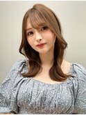 韓国風前髪/シルキーベージュ/グレージュカラー/斜めバング