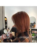 切りっぱなしボブ×オレンジ