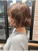 大人美人斜めバングくびれデジタルパーマ毛先丸みパーマ