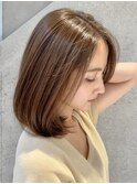 表参道酸性ストレートパーマ艶髪ミディアム髪質改善ベージュ40代