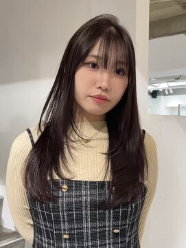 ロングレイヤーダブルカラー中明度ヘーゼルブラウン