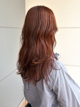 ヘアーアイストゥーレ(HAIR ICI TRE) ブリーチなしカラー アプリコットオレンジ春カラー担当渡辺聖