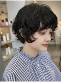 黒髪ショート☆パーマ