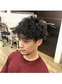 無造作マッシュ/暗髪パーマ