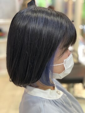 プレデフリュー 北白川本店(PUREE de FLEURS) 10代/20代/30代/インナー/ブルー/ボブ/ミニボブ/学割/前髪