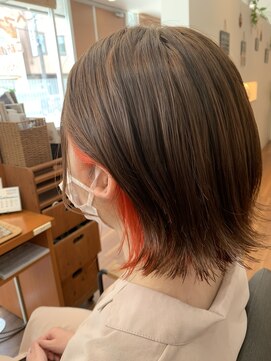 エリア 三条店(area) ぱつっとボブオレンジインナーカラー