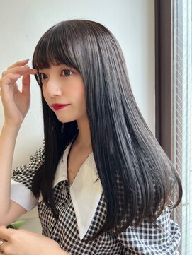 オークヘア 福間店(OAK hair calme) 韓国風フルバング×艶ストレート