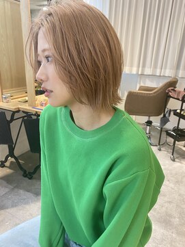 ミント 鳳(Mint.) 20代 30代 40代 セクションカラー ワンレングスボブ 斜めバング