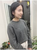 黒髪切りっぱなしボブ