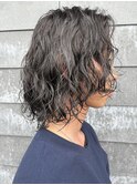 メンズマッシュセンターパートスパイラルパーマニュアンスパーマ