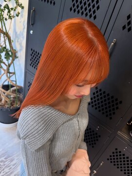 ヲタク(wotaku.) オレンジカラーオレンジブラウン暖色カラーダブルカラーブリーチ