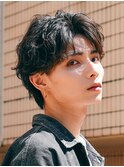 メンズセンターパート七三分けパートニュアンスパーマ刈り上げ