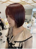 タッセルボブ　ワインレッド　福井美容室