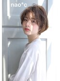 【奈良/富雄nao*c】丸みシルエットの柔らかくせ毛風ショートヘア