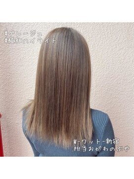 ワット 原宿店(W) 原宿髪質改善ベージュカラーブリーチなし韓国レイヤーハイライト