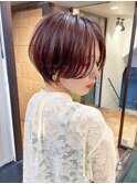 センターパート丸みショート