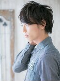 ダークアッシュ伸ばしかけ七三分けショートZ上尾
